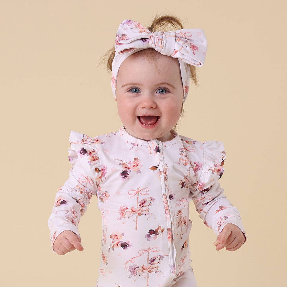 Carousel Organic Snugglesuit Convertible Romper with Frill