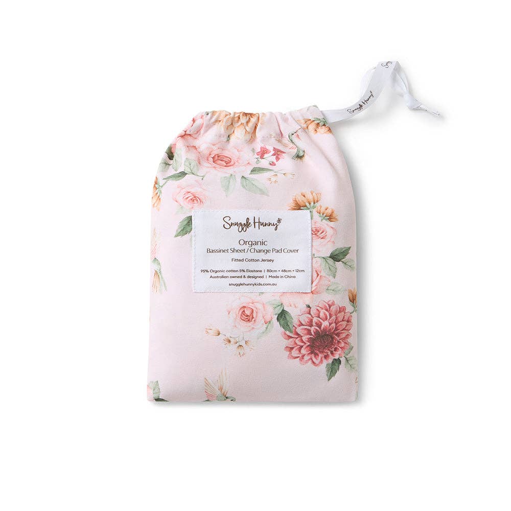 Birds & Blooms Organic Bassinet Sheet / Change Pad Cover