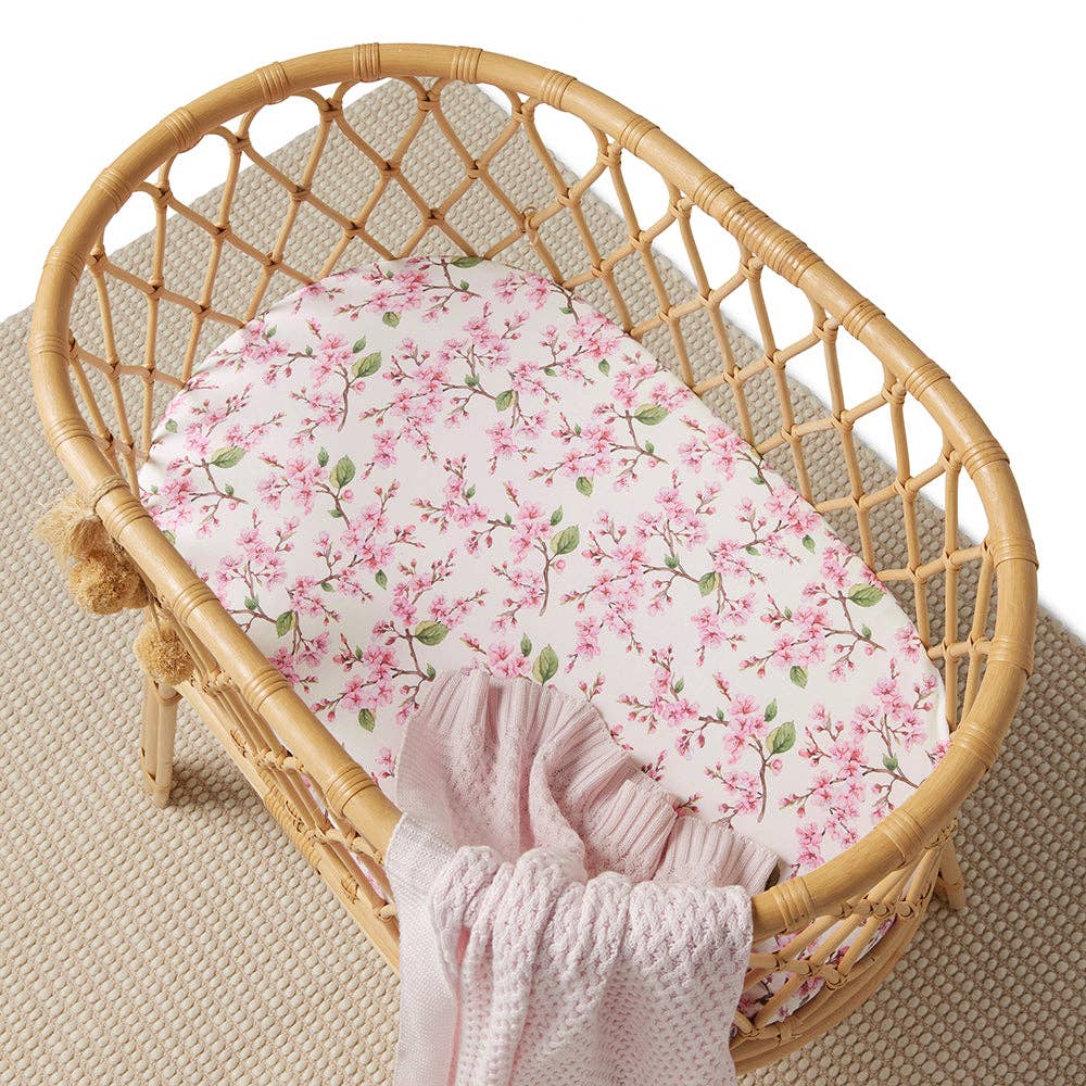 Cherry Blossom Organic Bassinet Sheet / Change Pad Cover