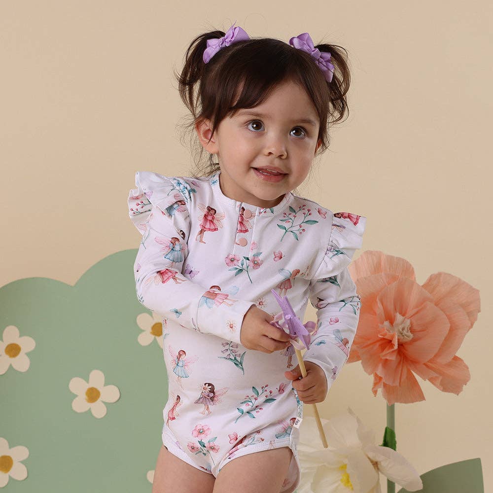 Fairy Garden Long Sleeve Organic Bodysuit with Frill
