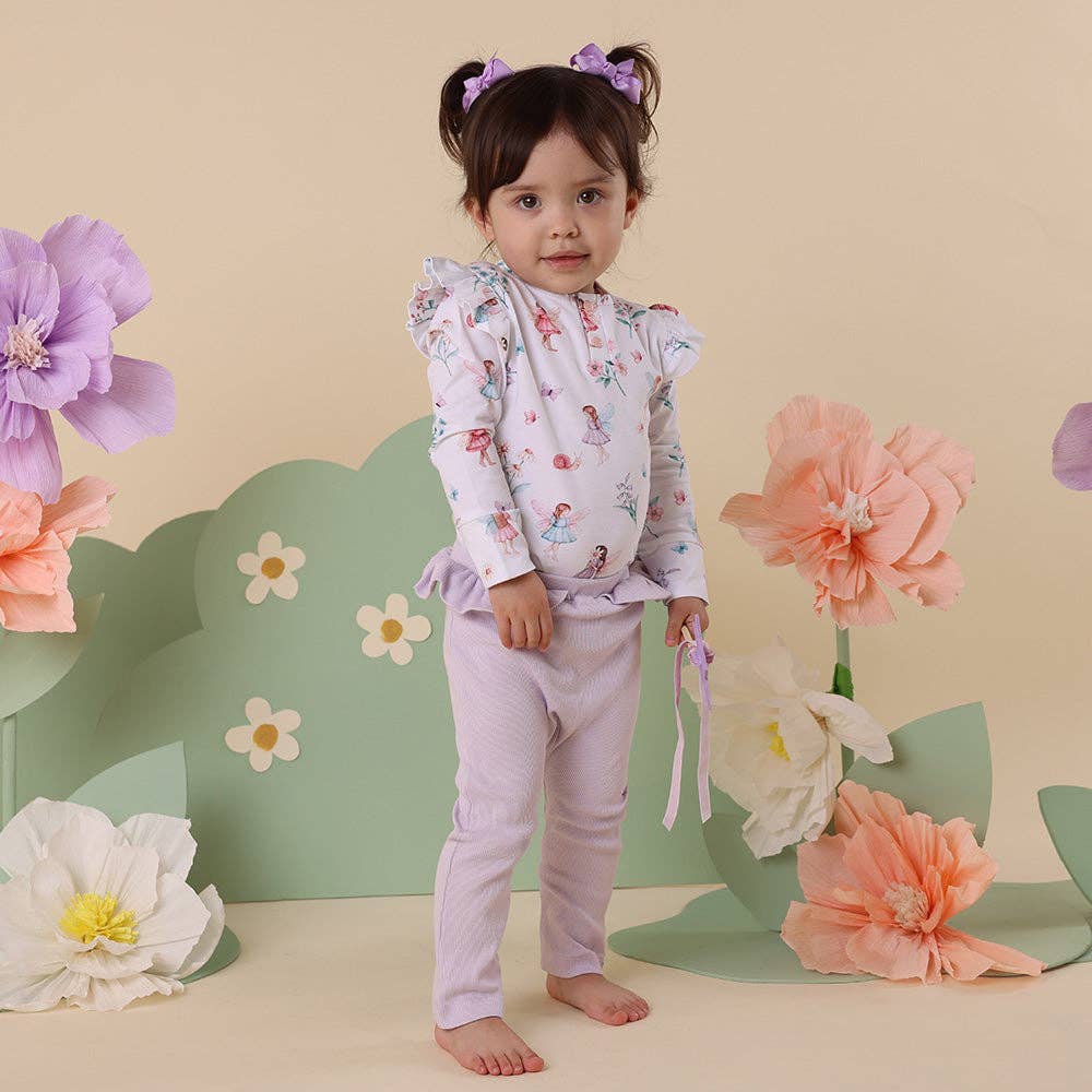 Fairy Garden Long Sleeve Organic Bodysuit with Frill