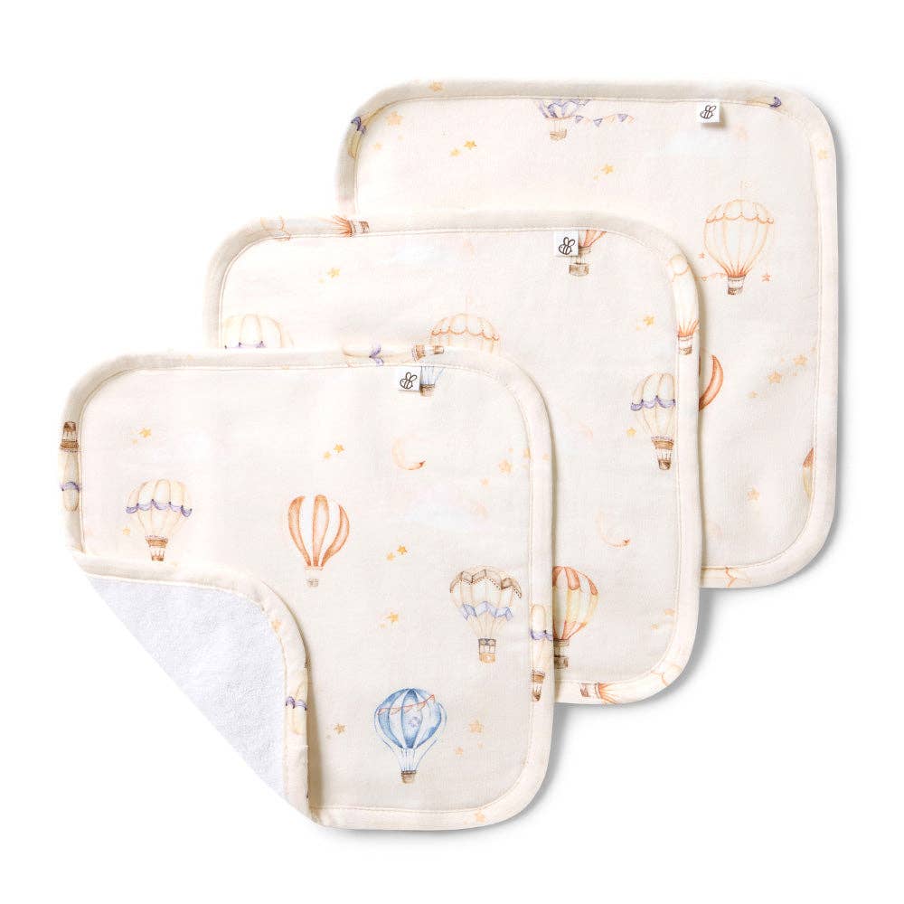 Up & Away Organic Wash Cloths - 3 Pack