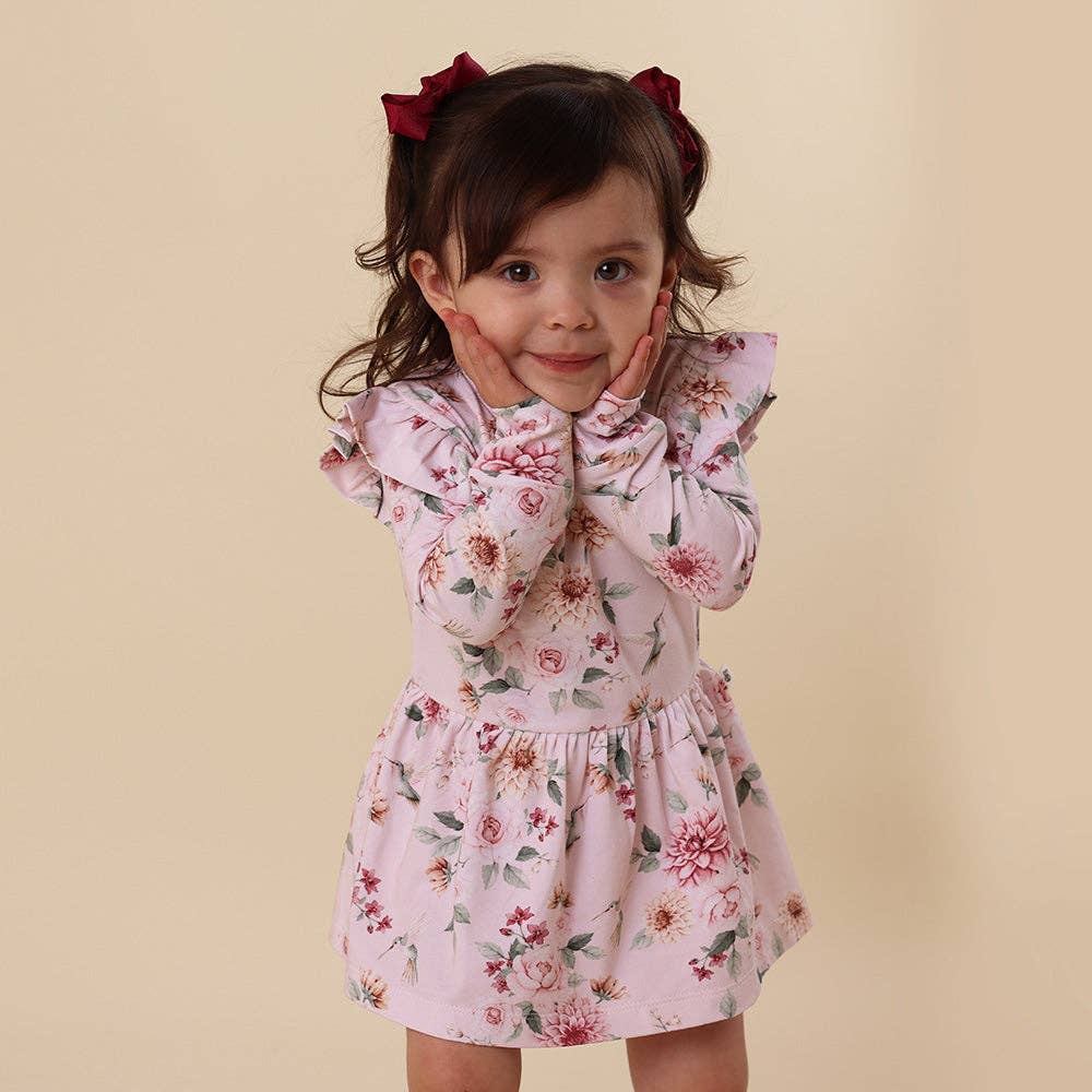 Birds & Blooms Long Sleeve Organic Dress