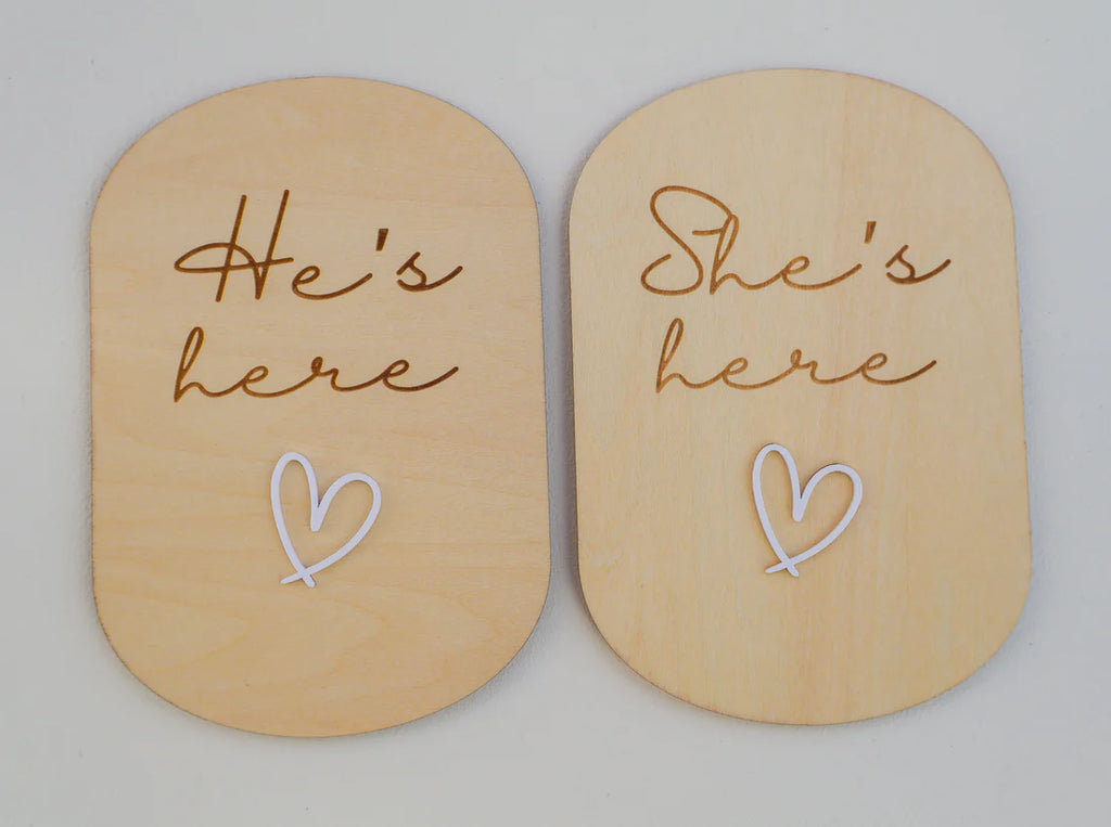 SHE'S HERE / HE'S HERE | REVERSIBLE PLAQUE