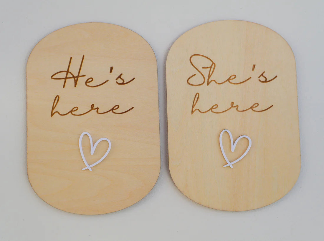 SHE'S HERE / HE'S HERE | REVERSIBLE PLAQUE
