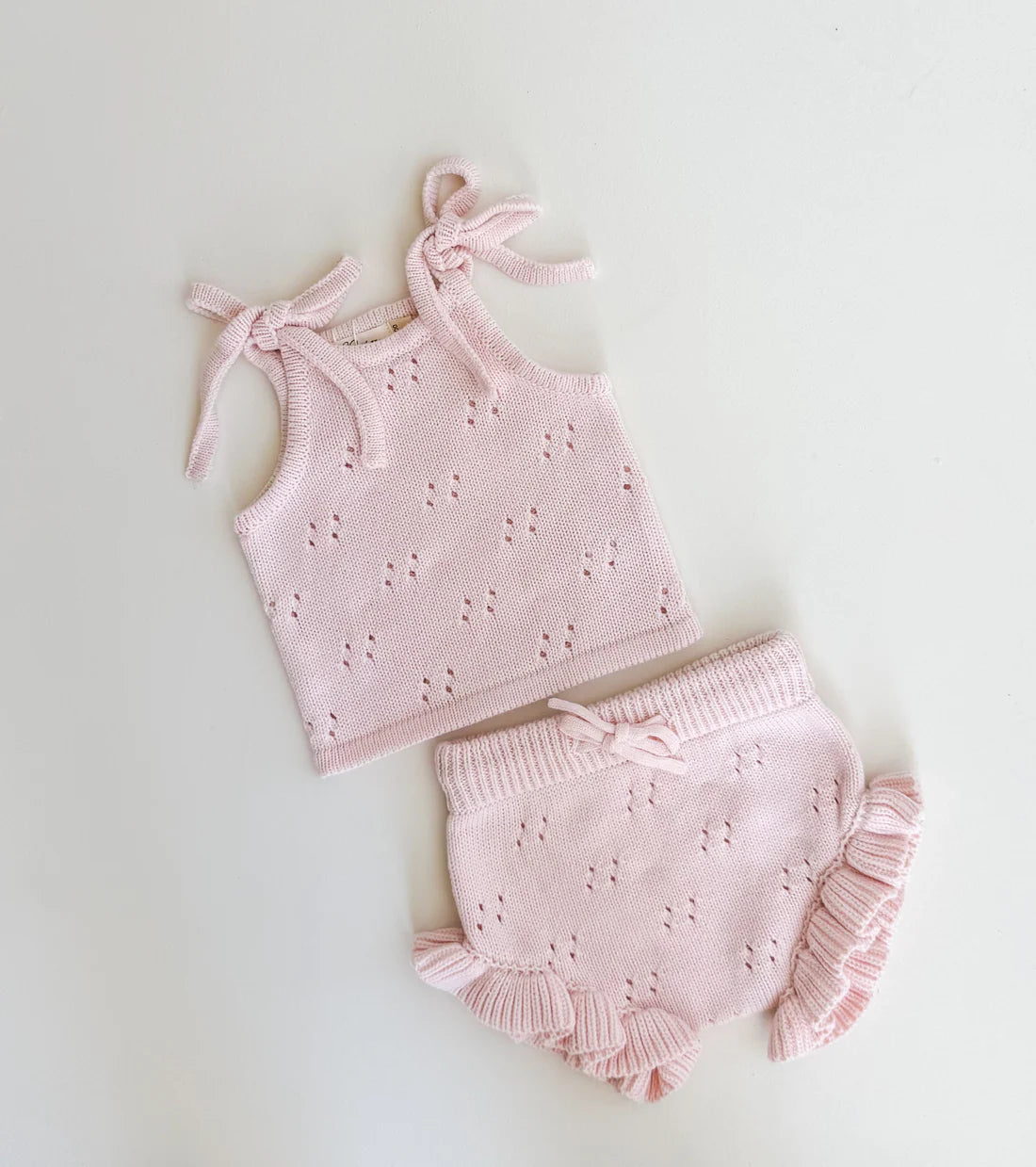 POINTELLE FRILL SET | BABY PINK - 0000 NEWBORN