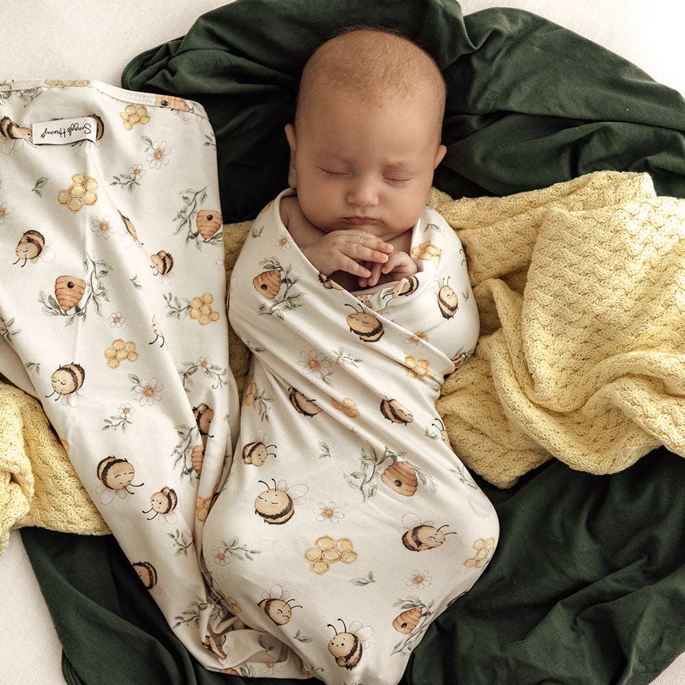 Bumblebees Organic Jersey Wrap & Beanie Set