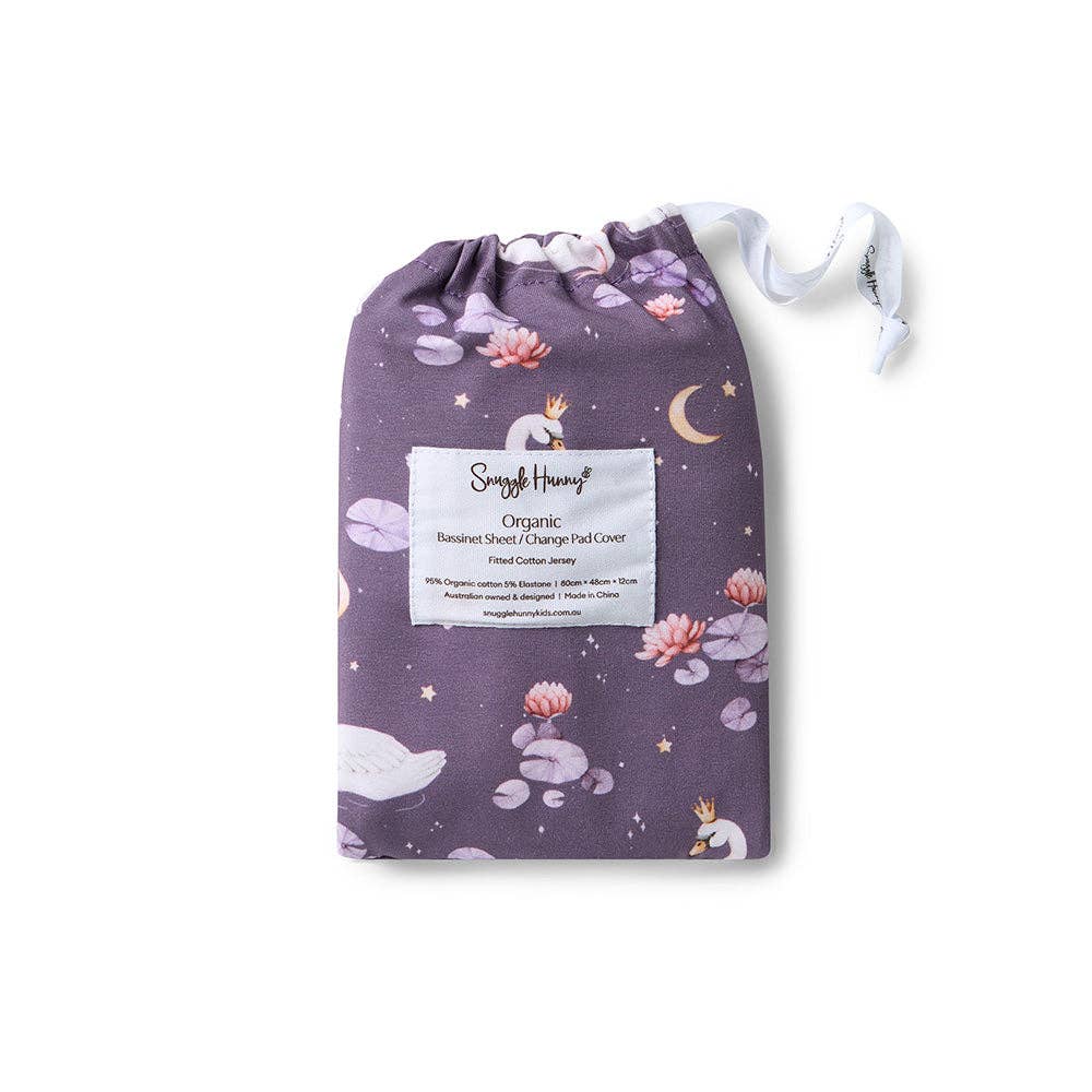 Midnight Swan Organic Bassinet Sheet / Change Pad Cover