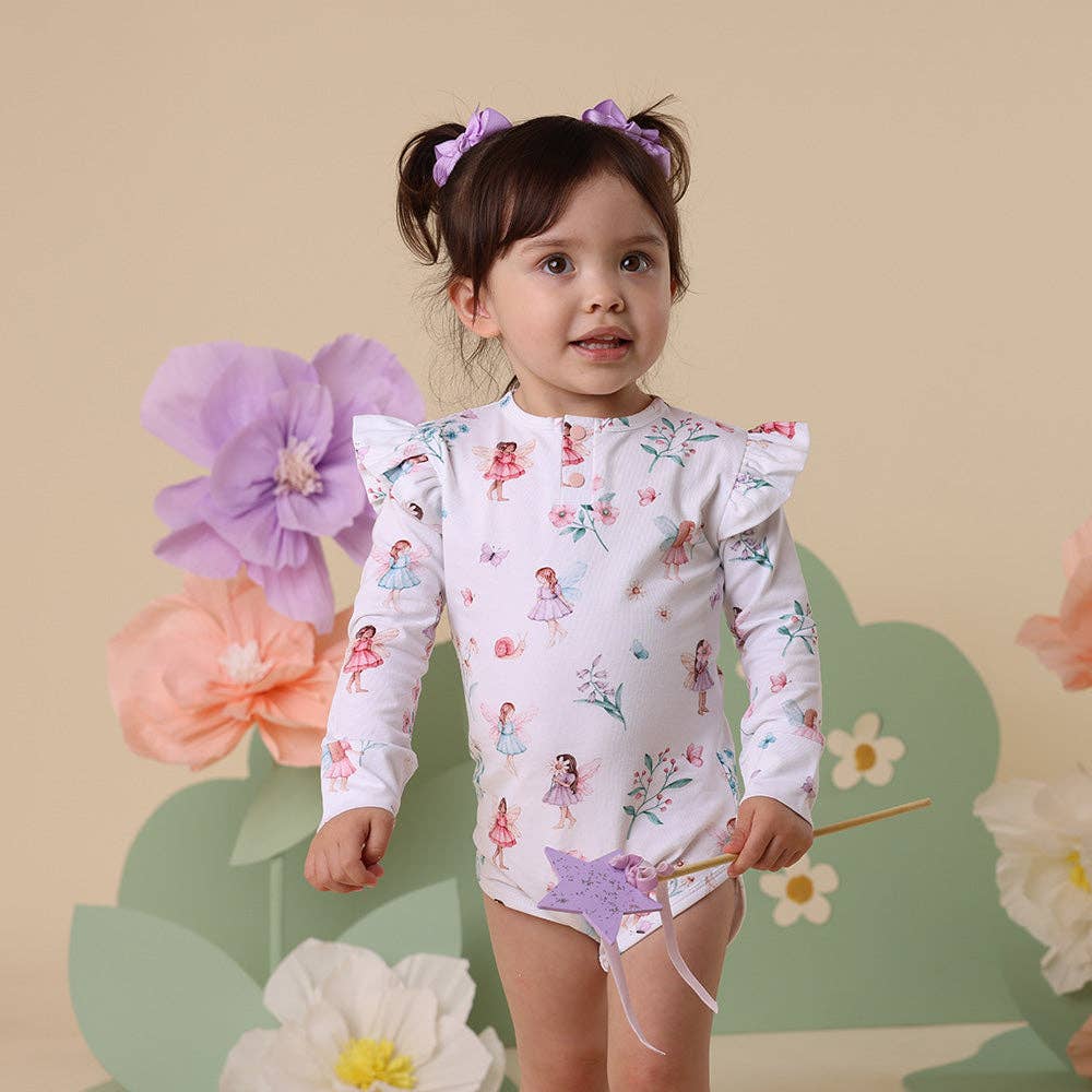 Fairy Garden Long Sleeve Organic Bodysuit with Frill