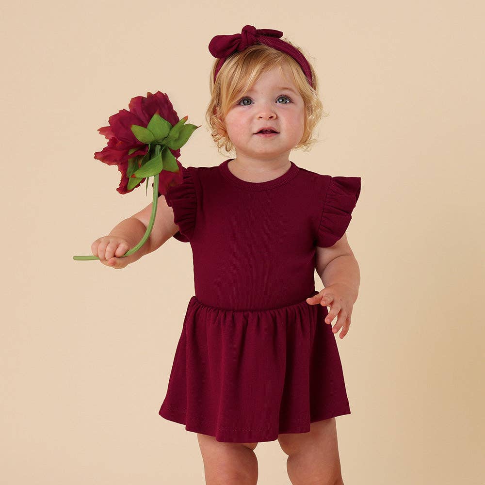 Raspberry Short Sleeve Organic Dress