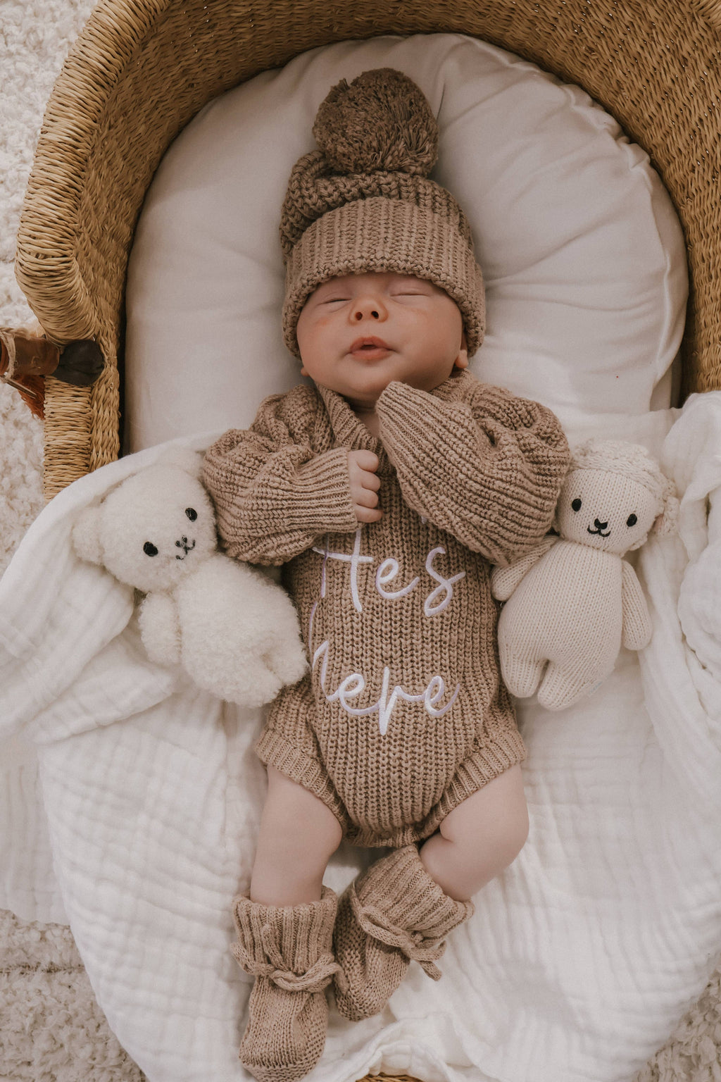 HE'S HERE TEXTURED BROWN ROMPER