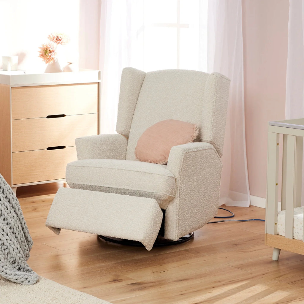 Chelsea Recliner Glider Chair in Vanilla Bouclé