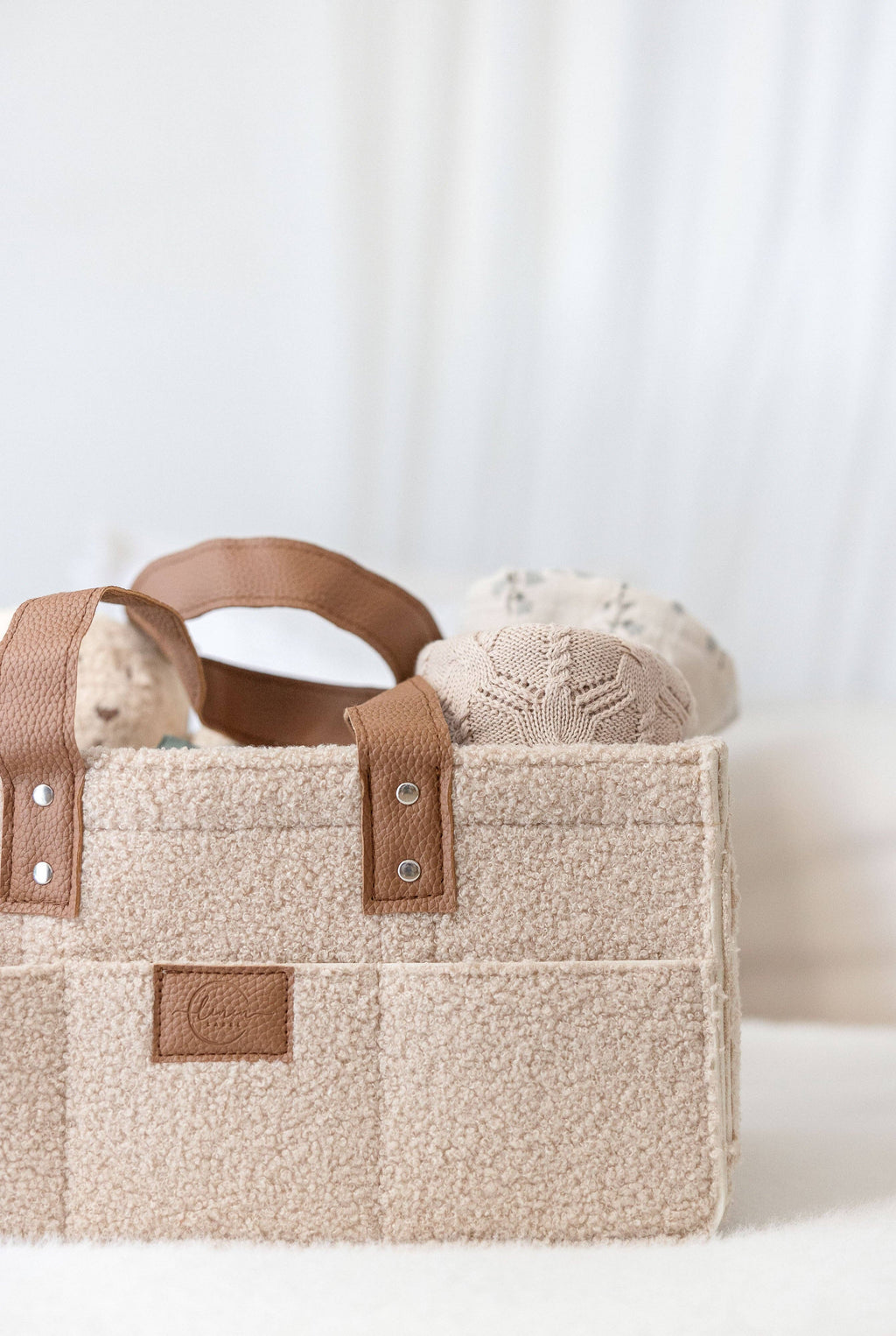 Nude Side Pocket Nappy Caddy- Large