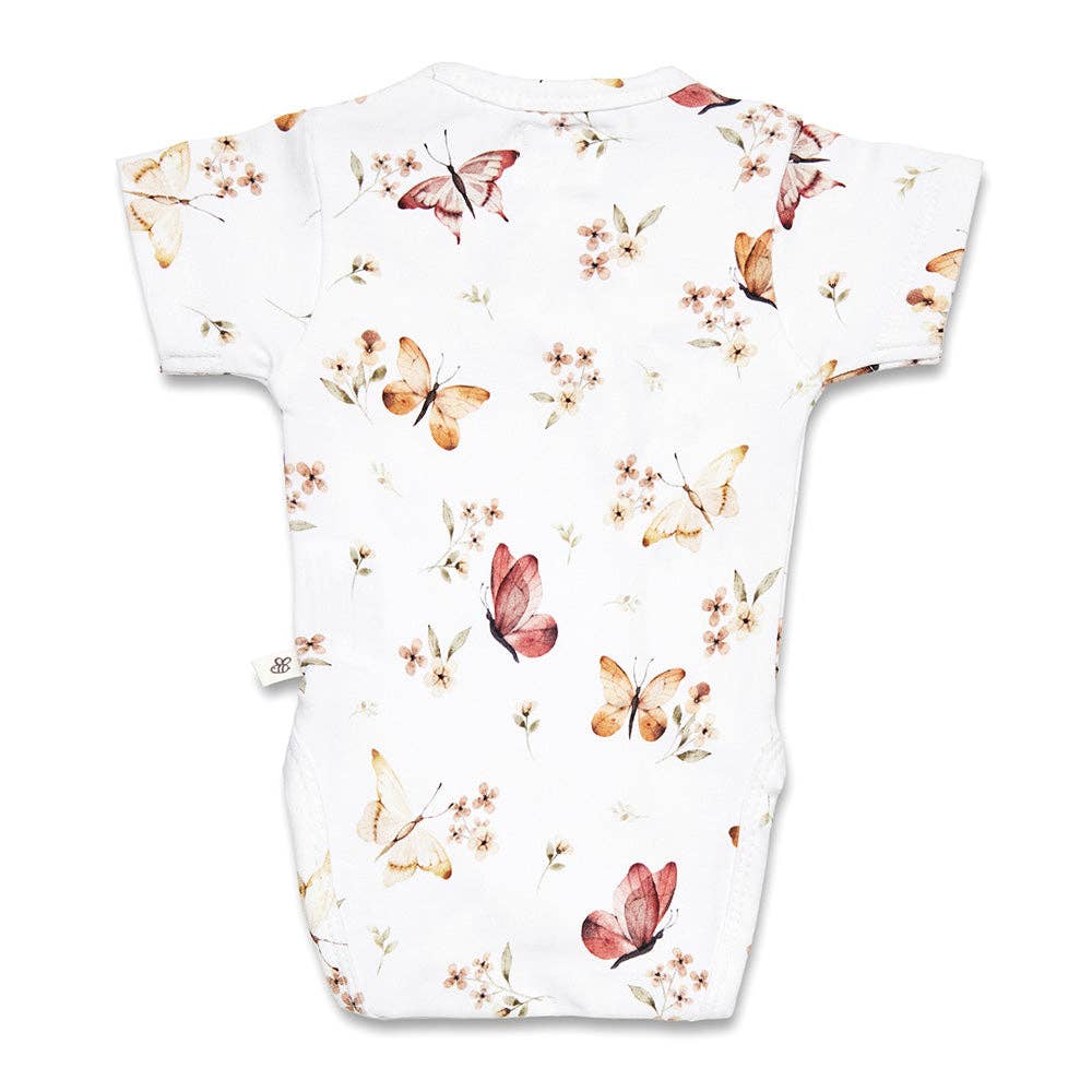 Butterfly Short Sleeve Organic Kimono Bodysuit