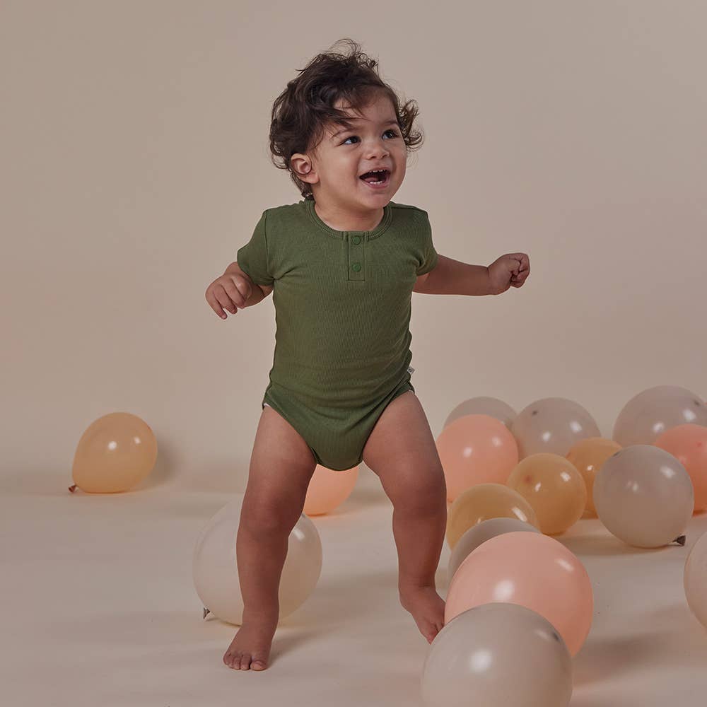 Olive Short Sleeve Organic Bodysuit