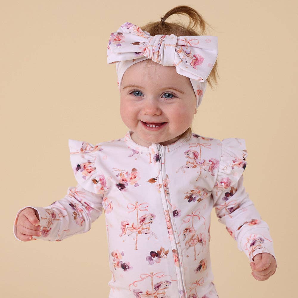 Carousel Organic Snugglesuit Convertible Romper with Frill