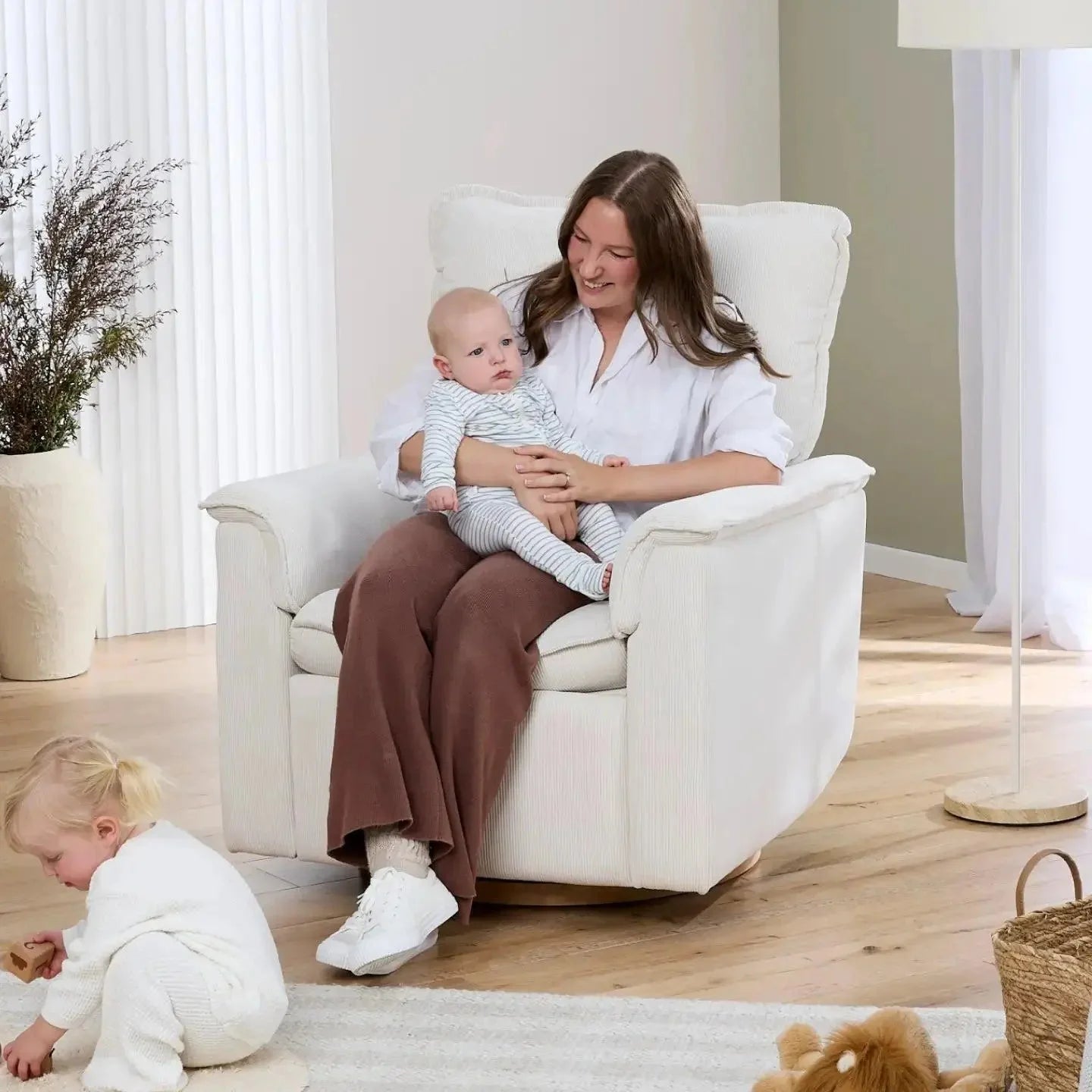 Louie Electric Recliner Glider Nursery Chair - Coconut Corduroy