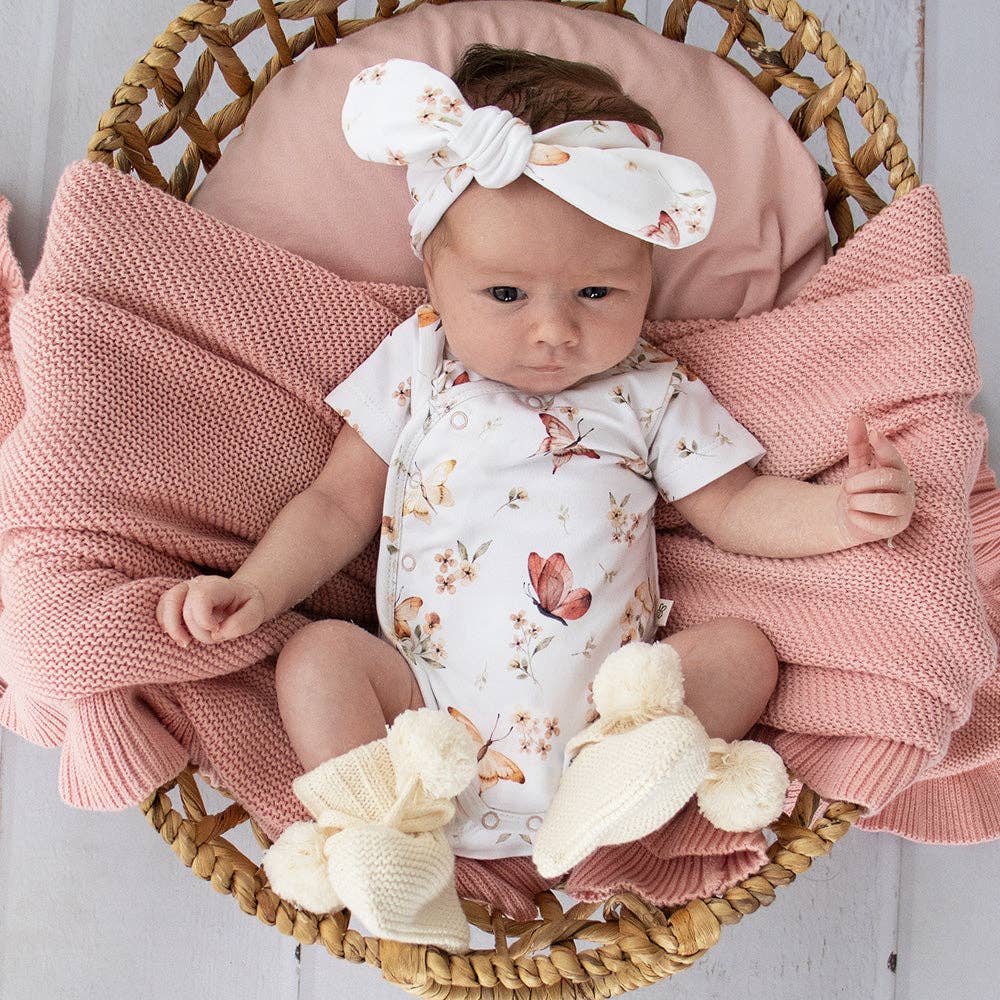 Butterfly Short Sleeve Organic Kimono Bodysuit