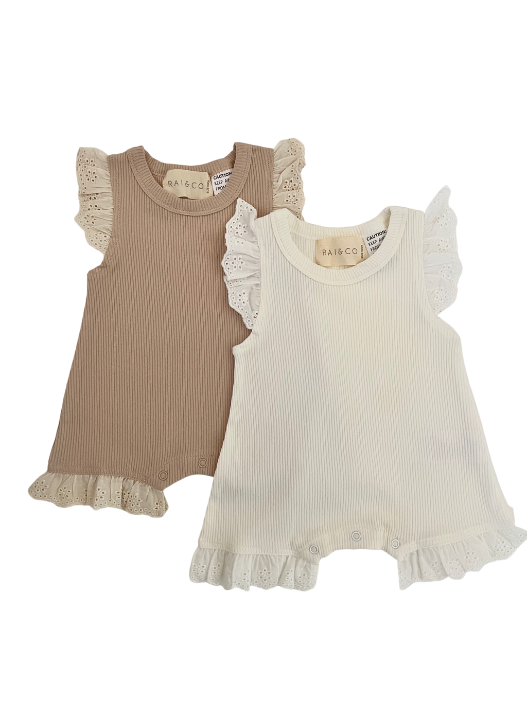 Mini Ribbed Lace Frill Romper