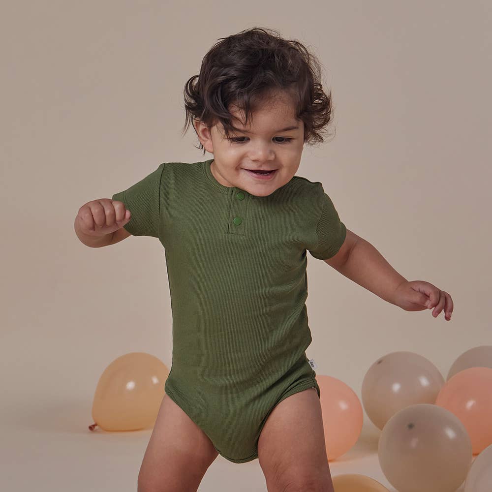 Olive Short Sleeve Organic Bodysuit