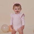 Baby Pink Long Sleeve Organic Bodysuit with Frill