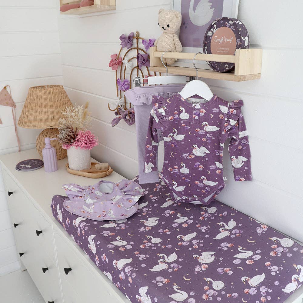 Midnight Swan Organic Bassinet Sheet / Change Pad Cover