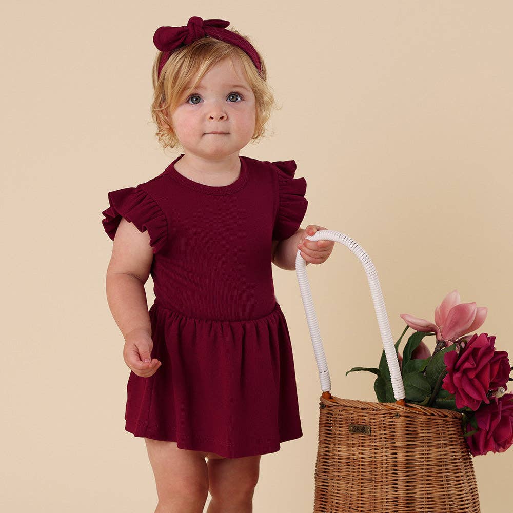 Raspberry Short Sleeve Organic Dress