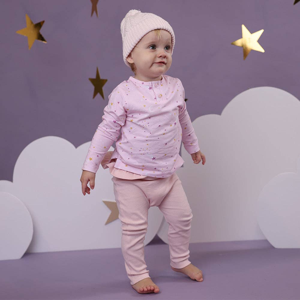 Baby Pink Organic Pants with Frill