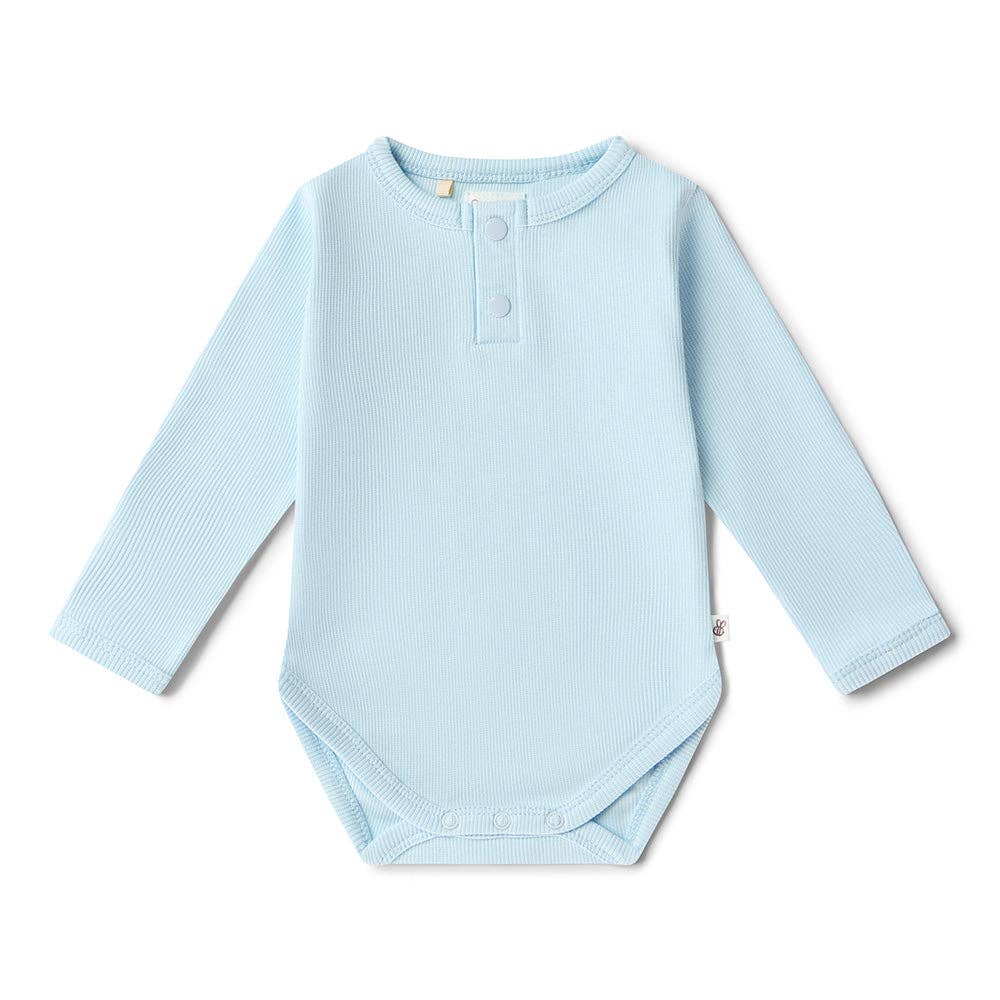 Baby Blue Long Sleeve Organic Bodysuit