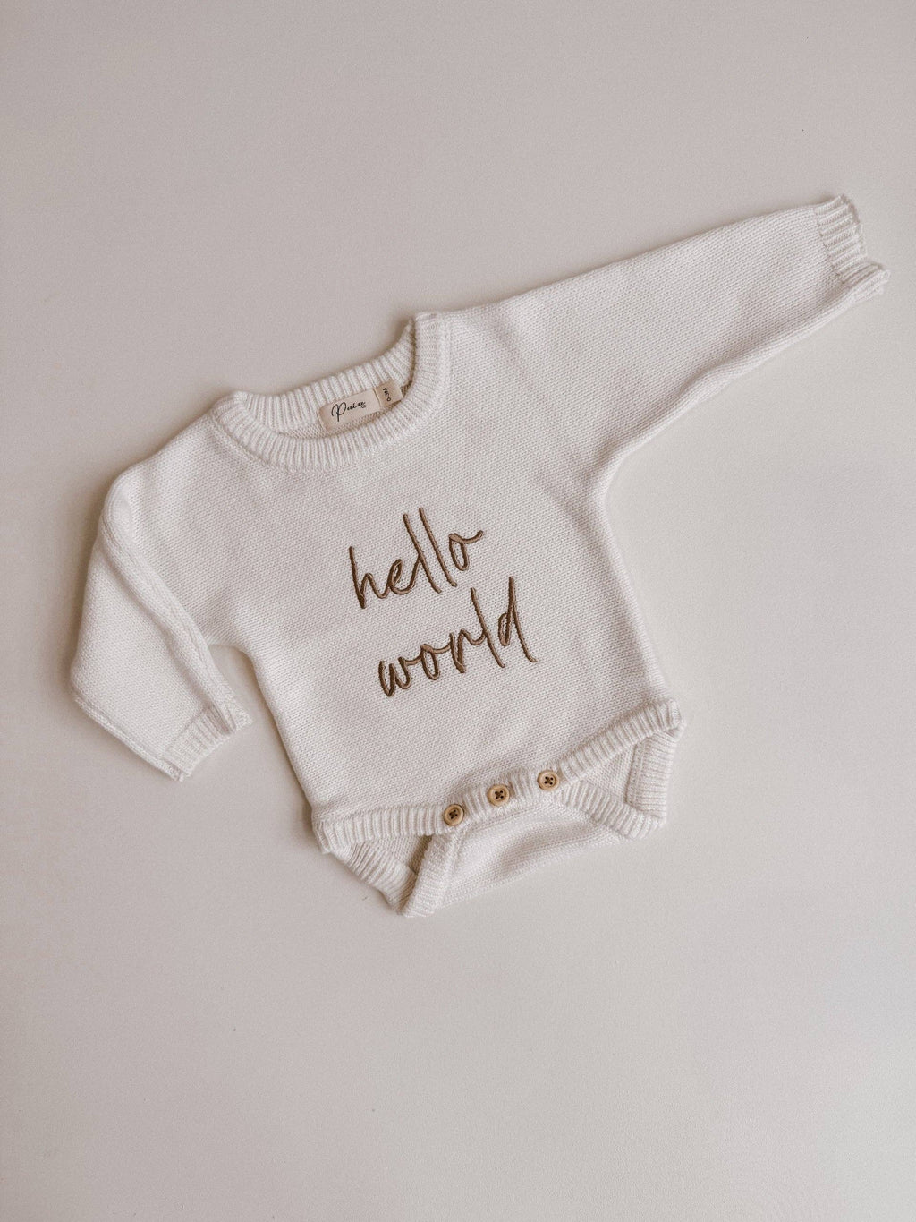 HELLO WORLD - CLASSIC BIRTH ANNOUNCEMENT ROMPER | MILK