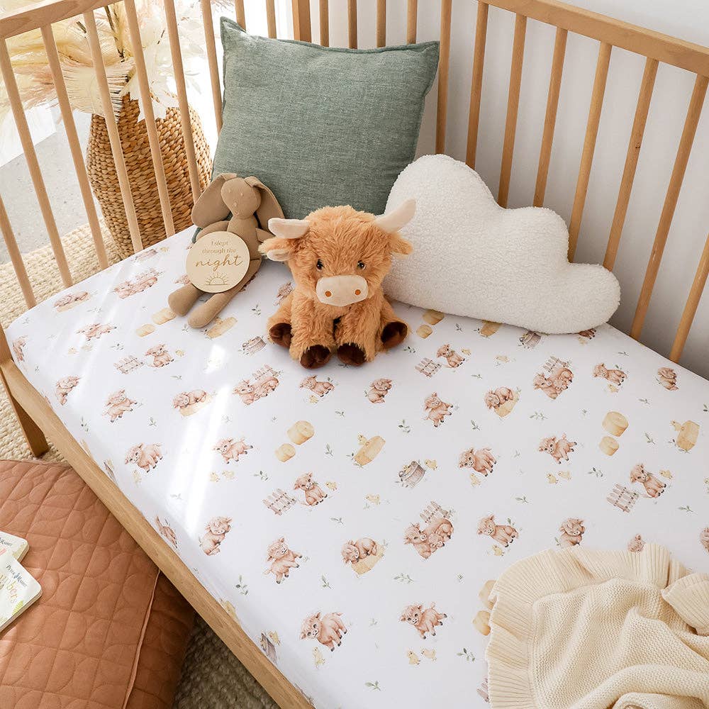 Highland Cows Organic Fitted Cot Sheet