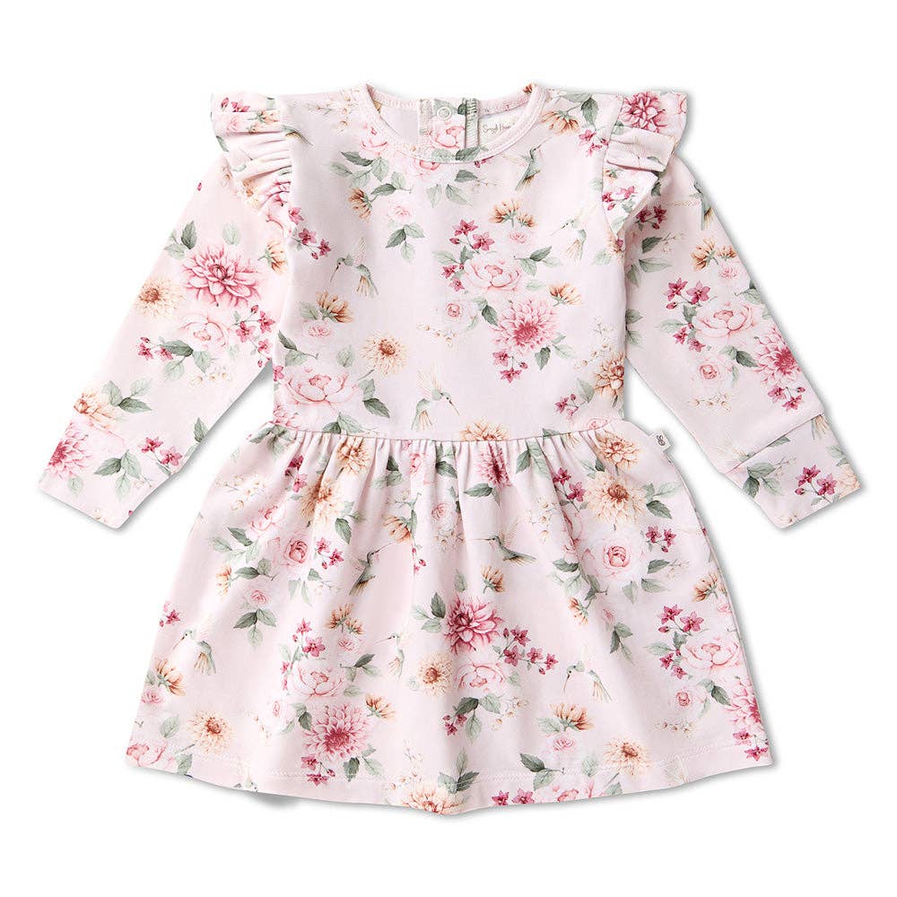 Birds & Blooms Long Sleeve Organic Dress