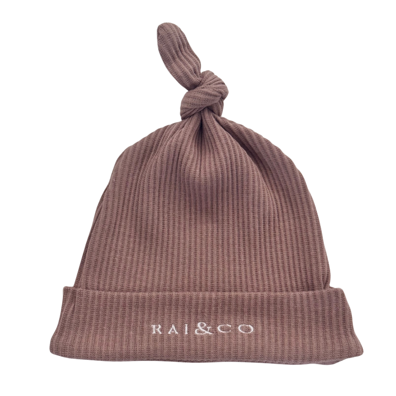 Baby Beanie Ribbed Knotted
