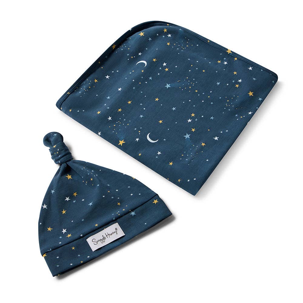 Starry Night Organic Jersey Wrap & Beanie Set