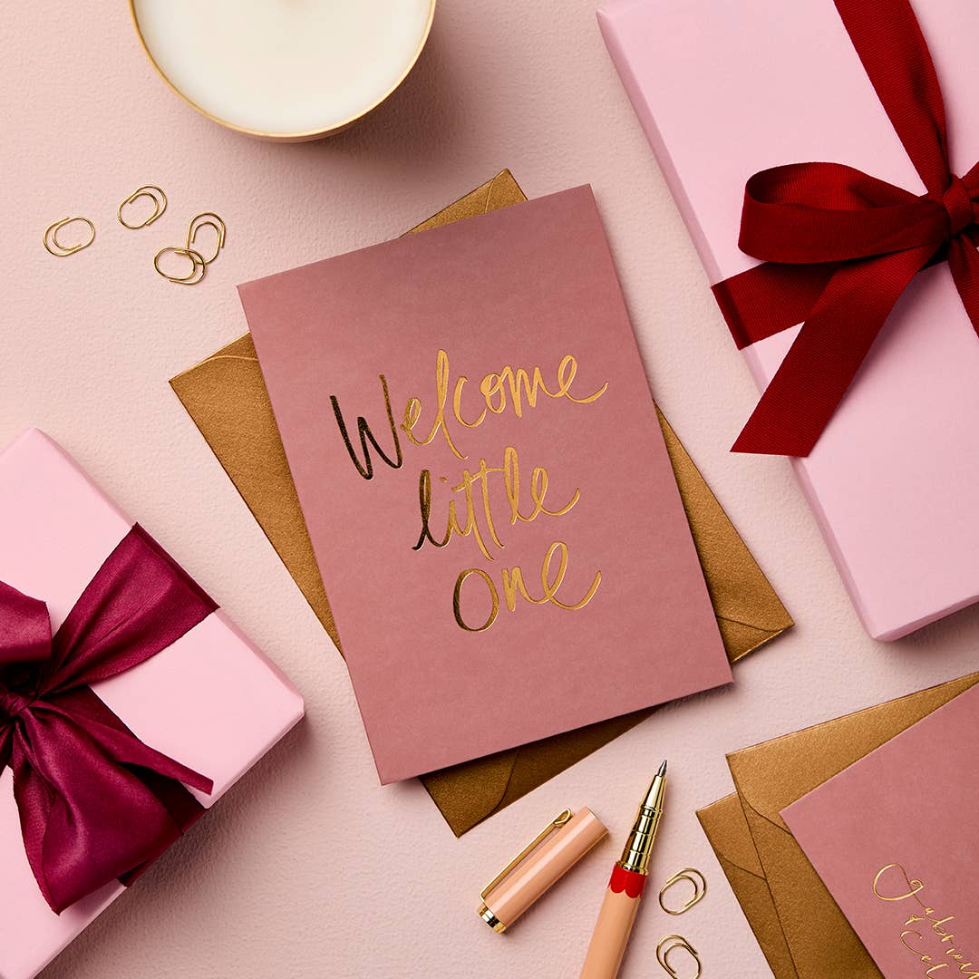 WELCOME LITTLE ONE CARD - ROSE