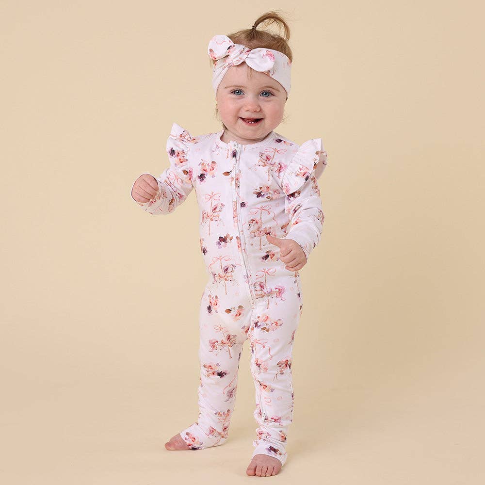 Carousel Organic Snugglesuit Convertible Romper with Frill