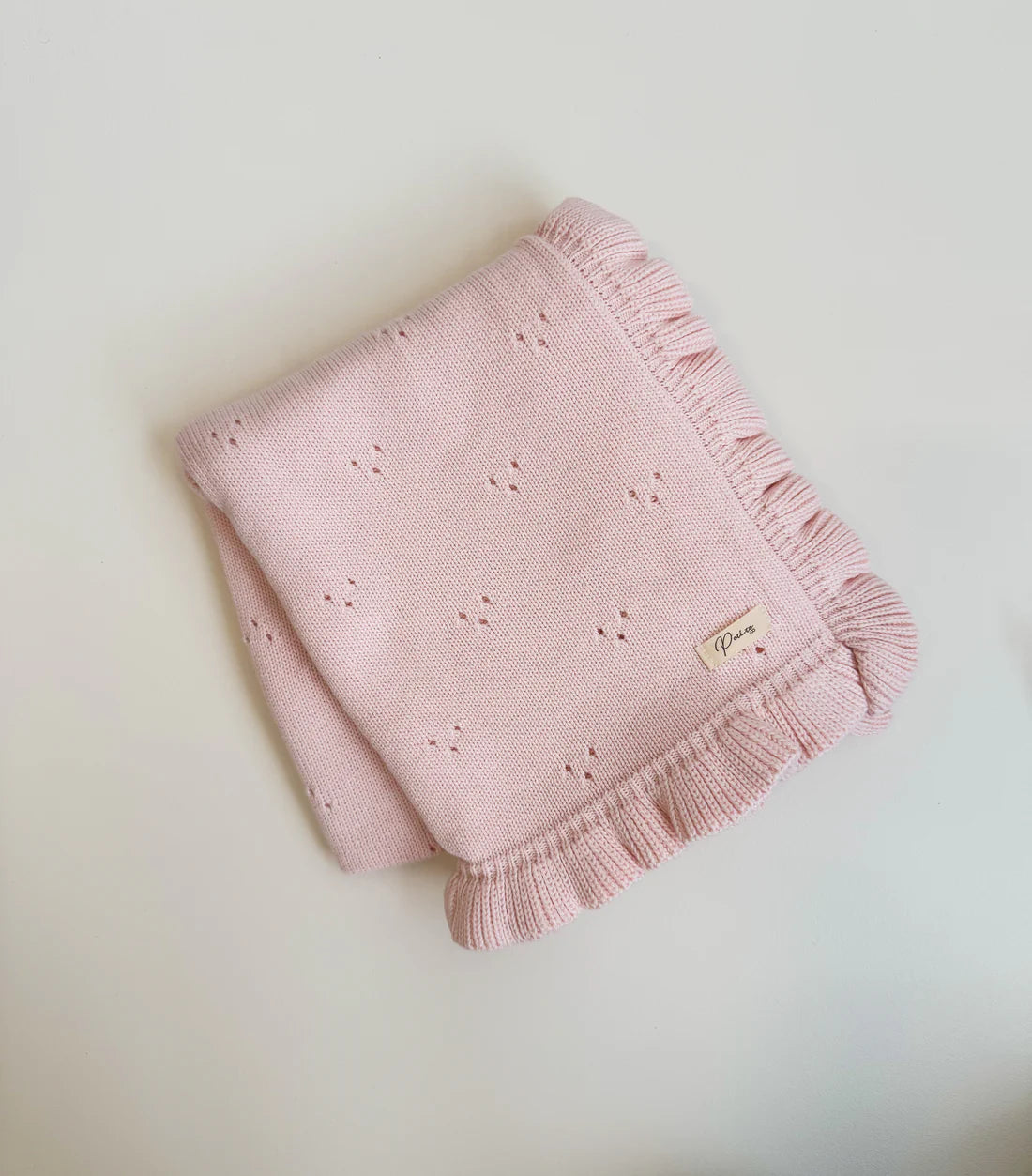 FRILL POINTELLE BABY BLANKET | BABY PINK