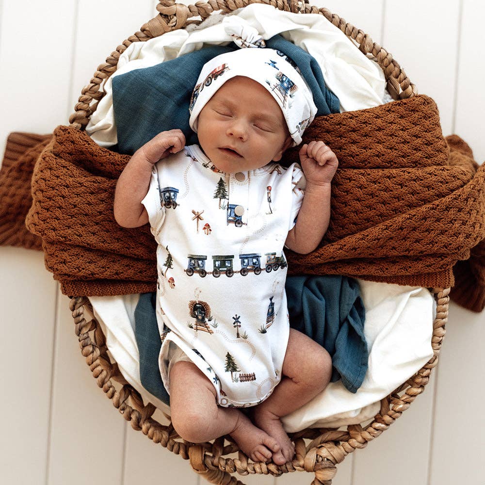 Trains Short Sleeve Organic Bodysuit