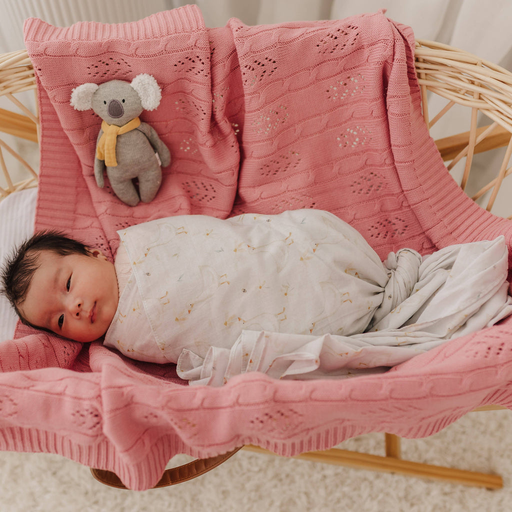 Gwen the Goose Muslin Wrap & Buttermilk Pram Clip Set
