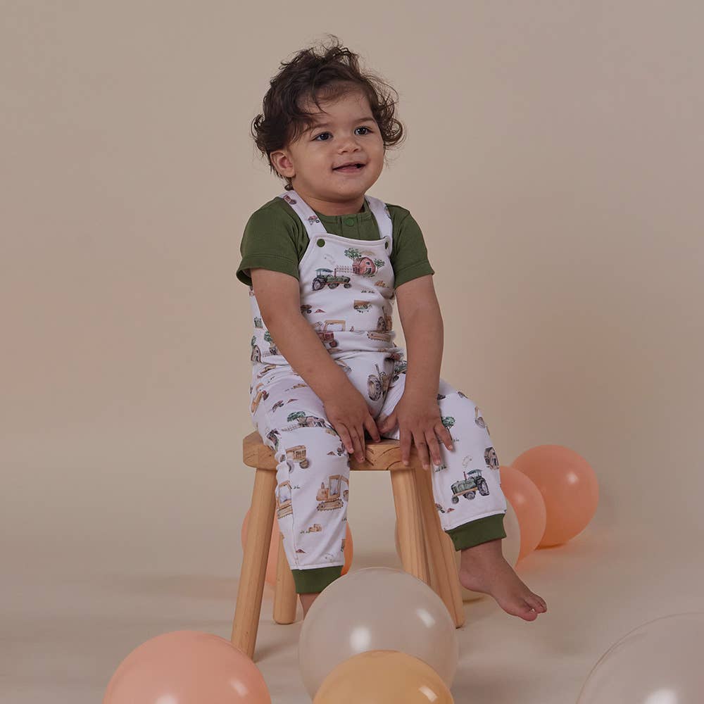 Diggers & Tractors Organic Snuggle Overalls