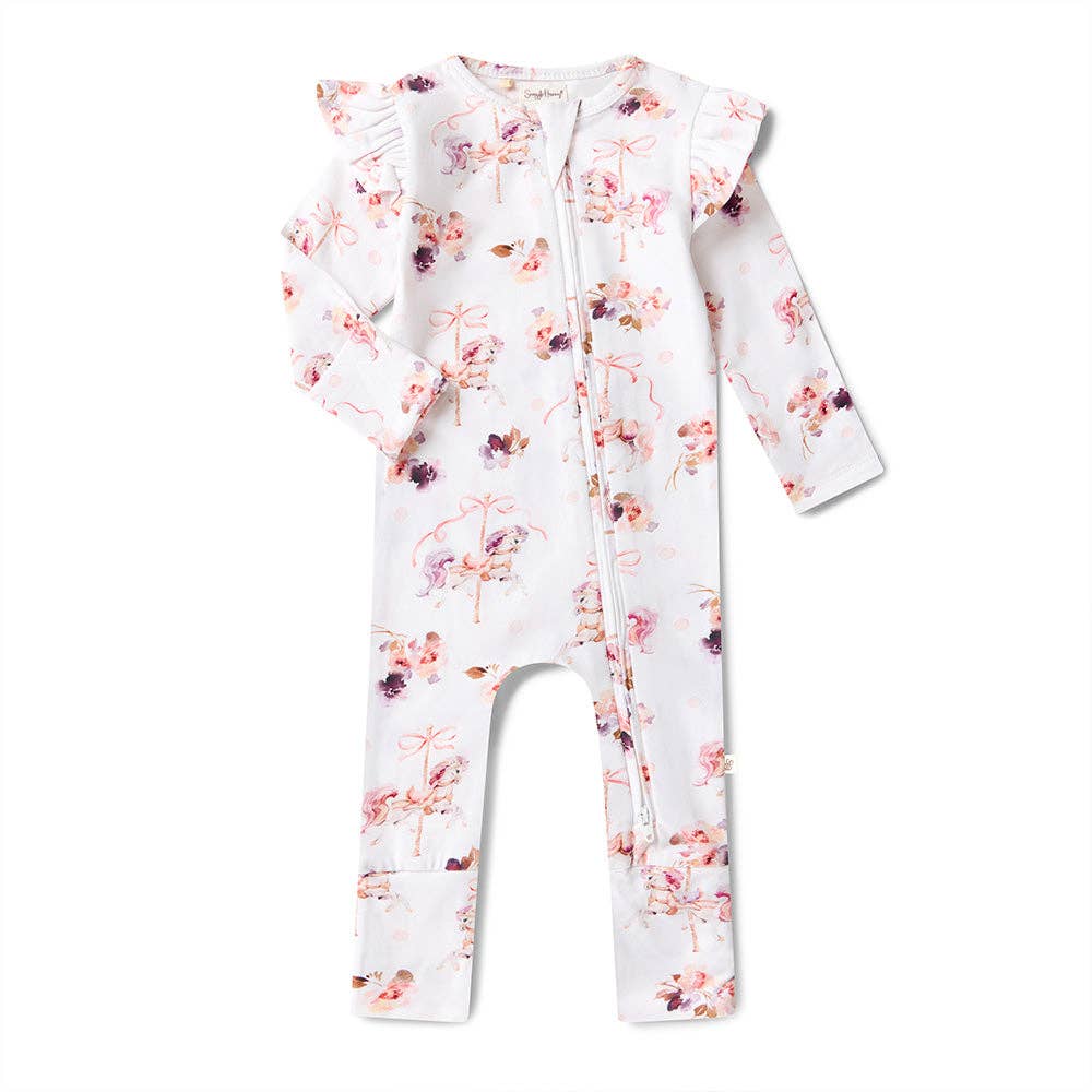 Carousel Organic Snugglesuit Convertible Romper with Frill