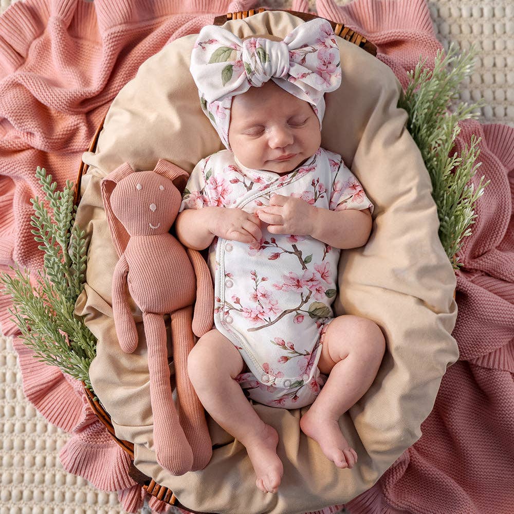 Cherry Blossom Short Sleeve Organic Kimono Bodysuit