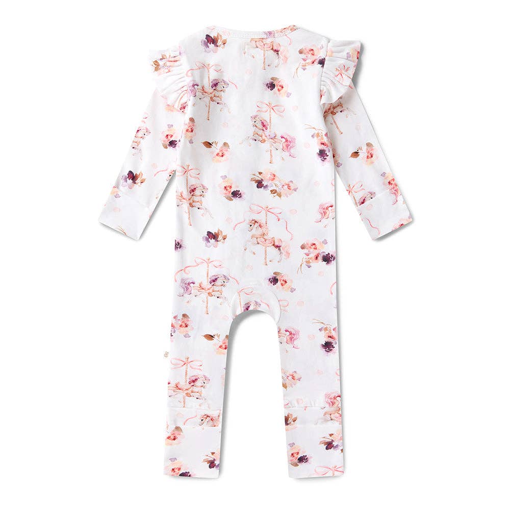 Carousel Organic Snugglesuit Convertible Romper with Frill