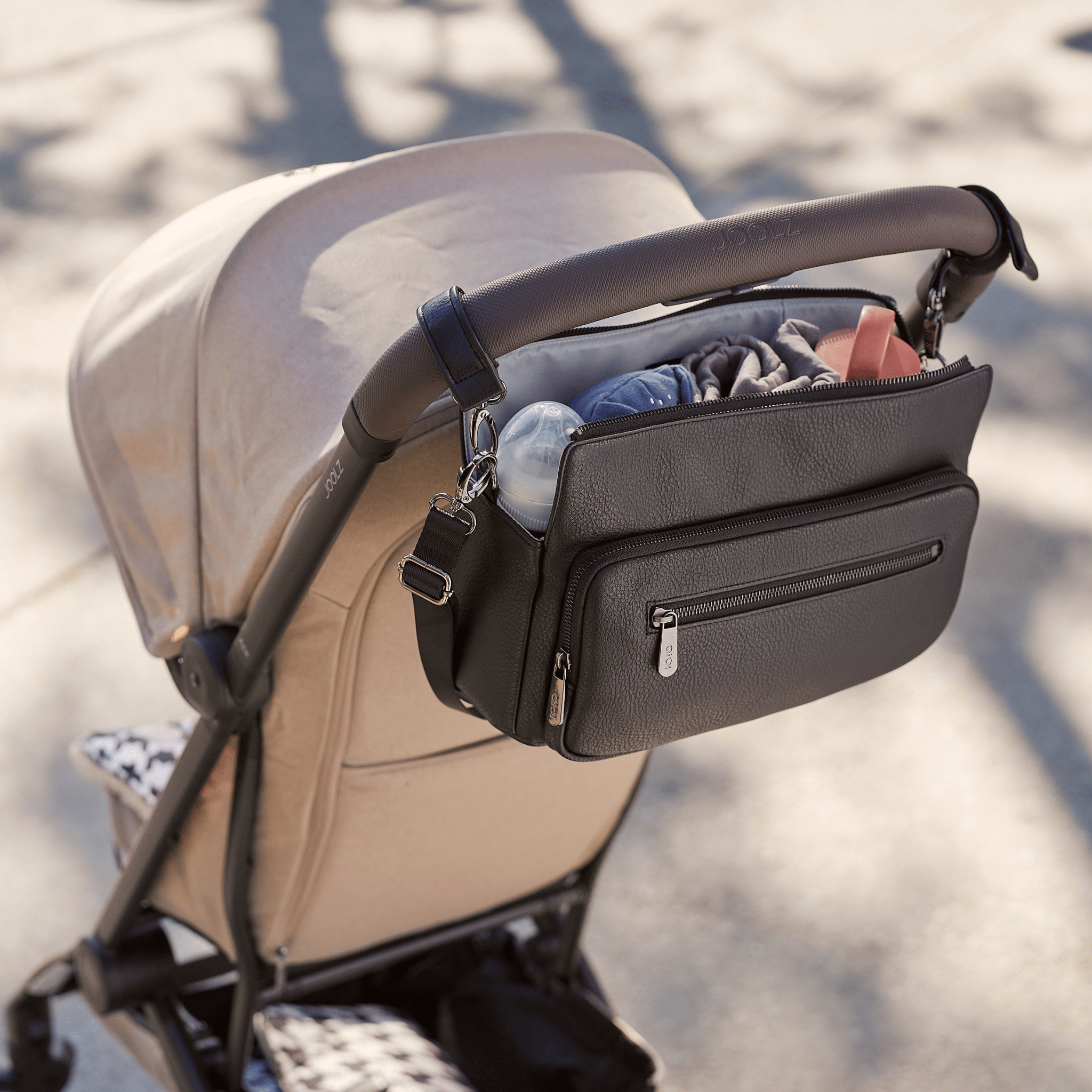 Multitasker Pram Caddy 2.0 - Black Vegan Leather