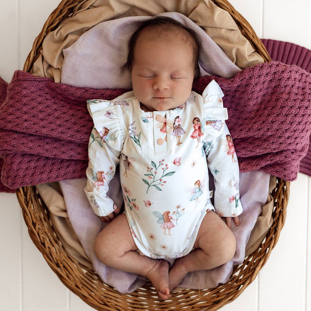 Fairy Garden Long Sleeve Organic Bodysuit with Frill