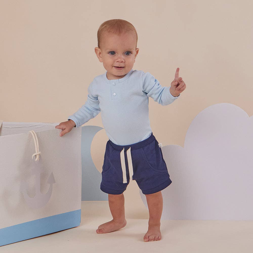 Baby Blue Long Sleeve Organic Bodysuit