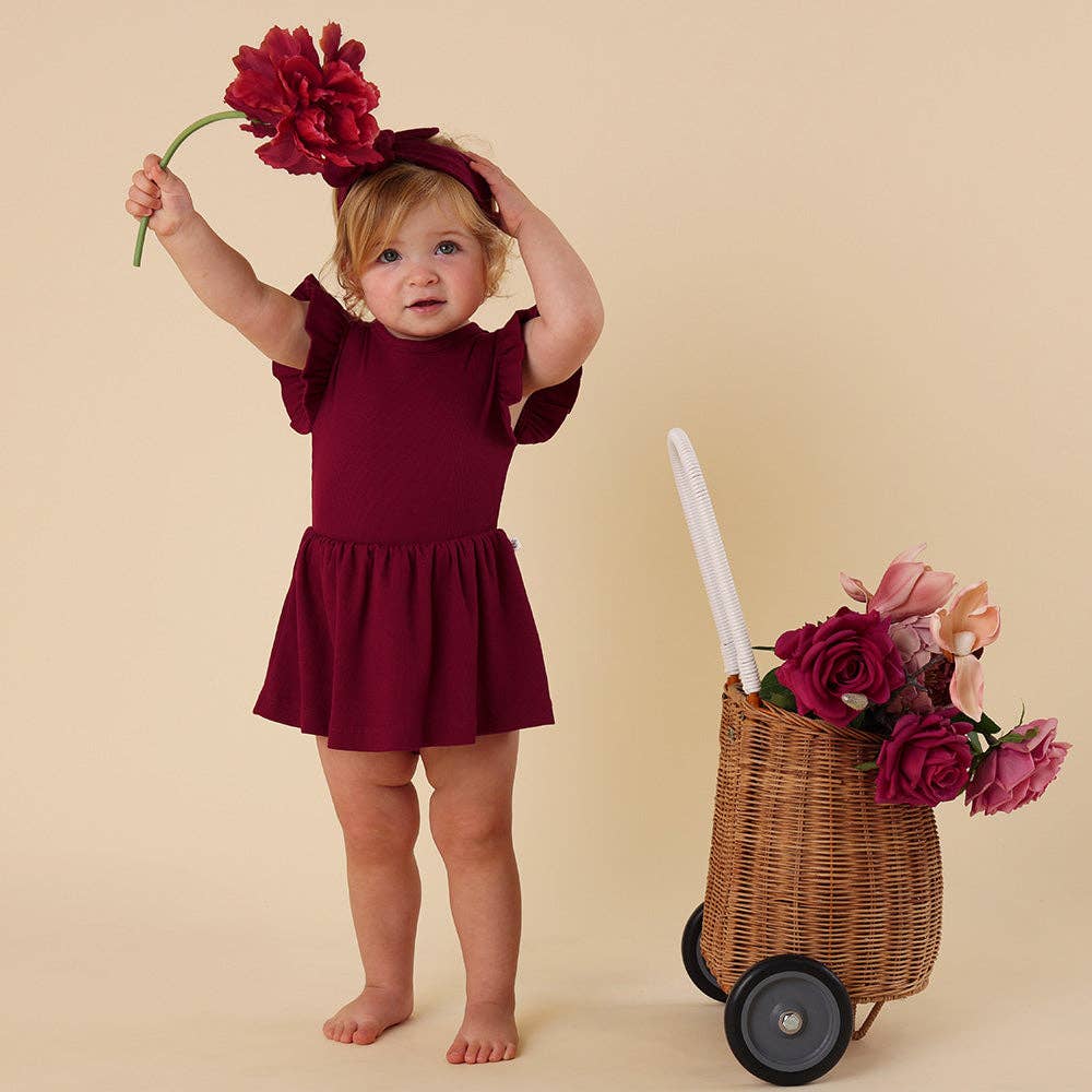 Raspberry Short Sleeve Organic Dress