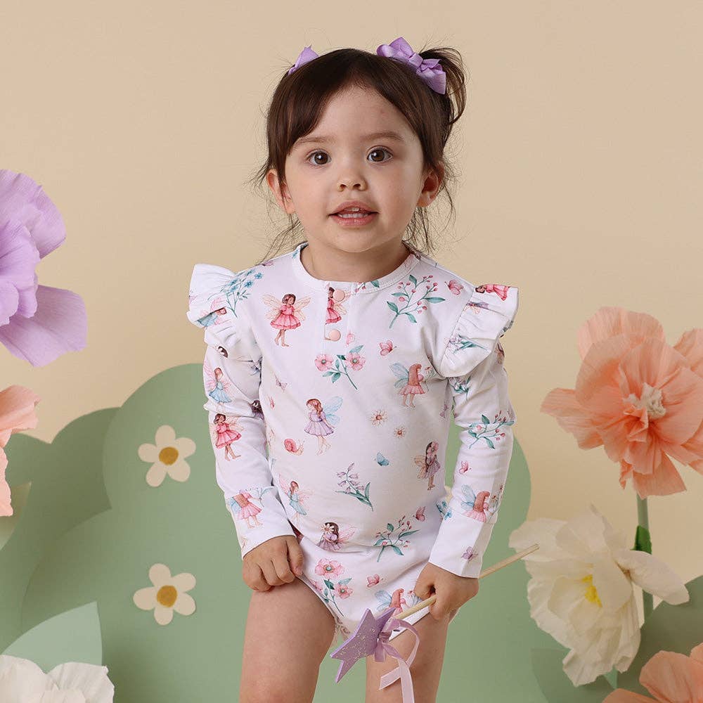 Fairy Garden Long Sleeve Organic Bodysuit with Frill