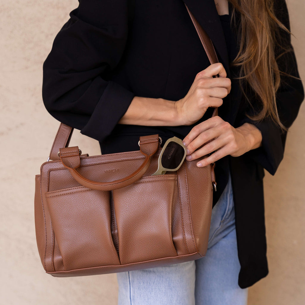 Amelia Convertible Pram Caddy - Pebbled Tan v2