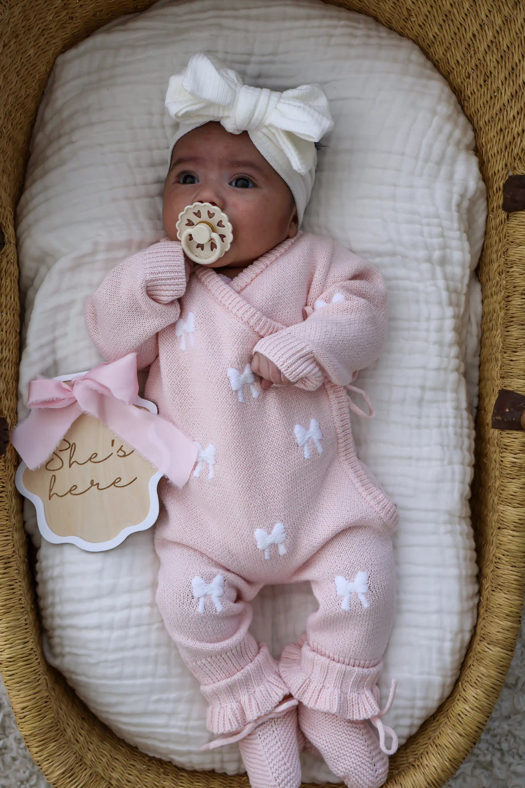 SHE'S HERE PINK BOW
